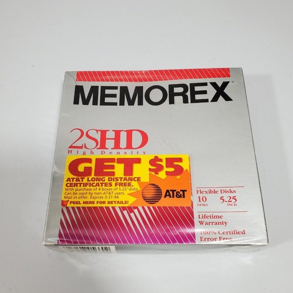 Memorex 2S/HD Double Sided High Density 5.25" Flexible Floppy Disks 10Pack - Picture 1 of 4